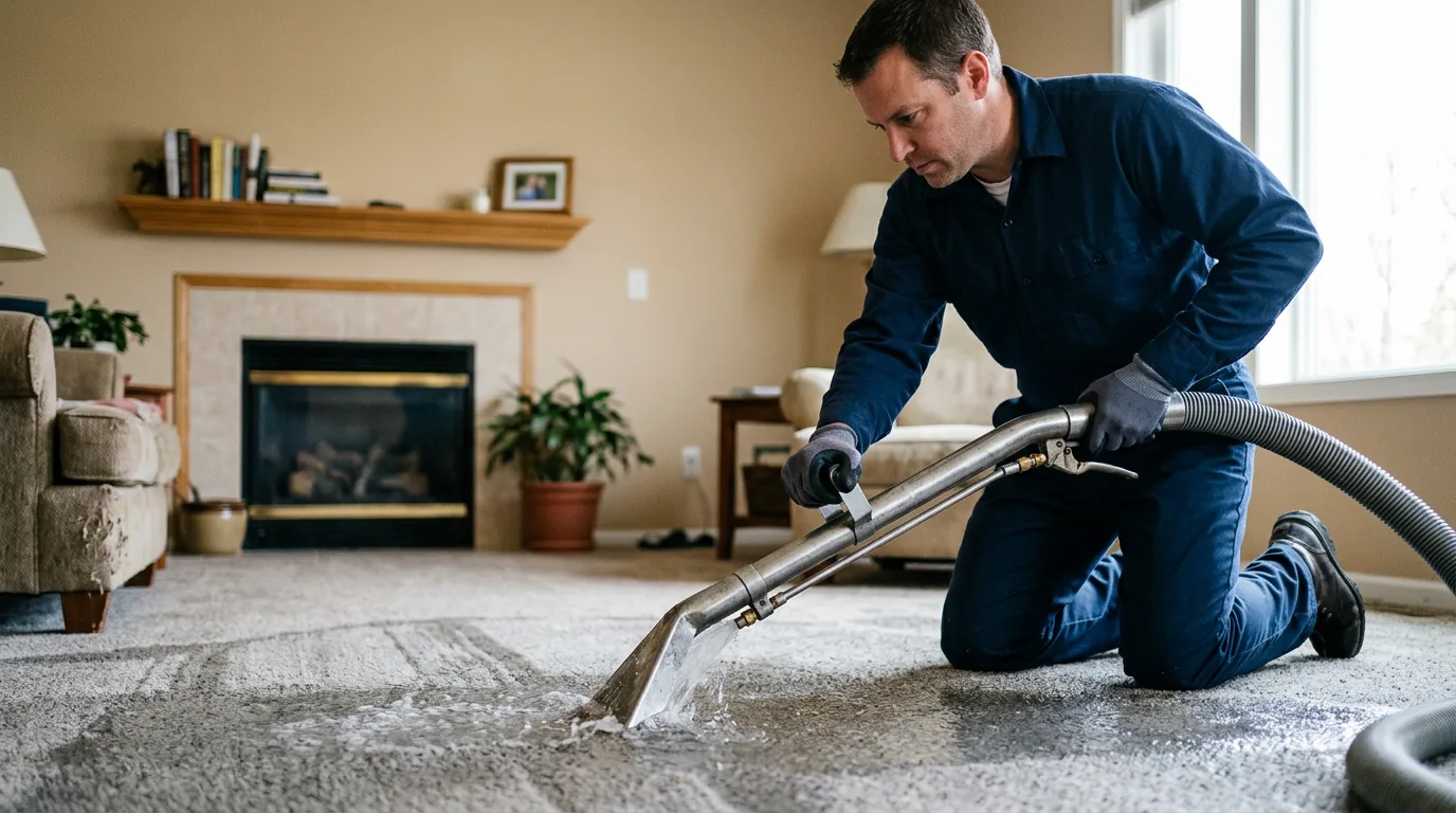 Water damage restoration technician working near Campaign, TN